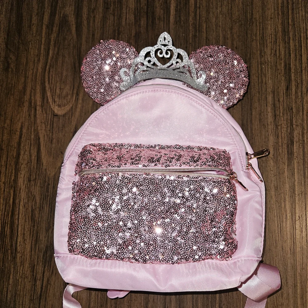 Disney Pink Sequin Backpack with Tiara Ears
